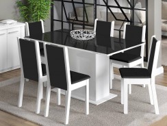 Conjunto de Mesa com 6 Cadeiras Estofadas Madesa – Moscou Plus