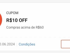 Cupom Shopee R$ 10 em Compras a partir R$ 60 _ Digitável –