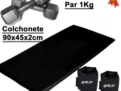 Kit Treino Em Casa – Colchonete + Par Halter Sextavado 1 kg + Par Caneleira 1 Kg – Academia Cross training em Casa