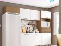 Cozinha Compacta Com Tampo 4 Peças Lia – Poliman – Carvalho / Branco