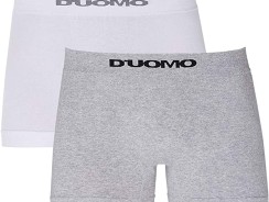 Kit Cueca Boxer D’uomo Sem Costura 2 Peças – Branco/Mescla