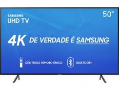 Smart TV LED 50″ Samsung 50RU7100 Ultra HD 4K com Conversor Digital 3 HDMI 2 USB Wi-Fi Visual Livre de Cabos Controle Remoto Único e Bluetooth