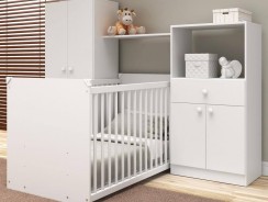 Quarto de Bebê Completo com Berço Guarda-roupa e Cômoda Multimóveis