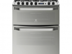 Fogão 5 Bocas com Porta Full Glass e Duplo Forno de Piso Prata Electrolux (76XDR)