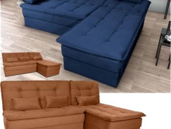 -Sofá-cama Casal 3 Lugares Reclinável Suede Matrix Dafne —