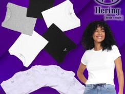 Kit Camiseta Hering C/ 5 Peças Feminina