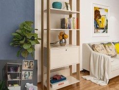 Estante Organizadora com porta basculante MATCH cor Carvalho/Off White – Artely