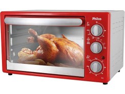 Forno Elétrico Philco Vermelho e Cinza 36L – com Grill e Timer PFE36V