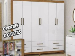 Guarda Roupa D22 6 Portas 6 Gavetas Carioca Móveis Cor Freij? com Branco