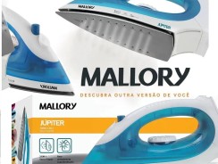 Ferro de Passar a Vapor e a Seco Mallory Jupiter – Branco e Azul com Luz Indicadora