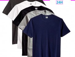 Kit com 5 Camisetas Masculina Básica Algodão Premium