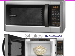 Micro-ondas Continental Prata 34 Litros com Função Descongelar/