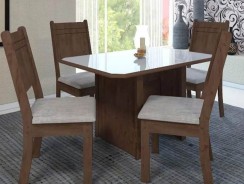 Conjunto Mesa de Jantar Indekes Safira com 4 Cadeiras 110×76 cm