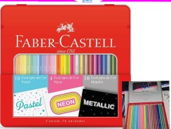 Kit Lápis de Cor Pastel + Neon + Metálico, Faber-Castell, EcoLápis, KIT/CORES, 24 Cores