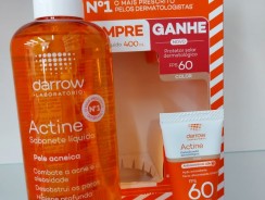 KIT ACTINE COM 1 SABONETE LÍQUIDO PARA PELE ACNEICA DE 400ML + 1 PROTETOR SOLAR COM COR FPS 60 DE 20G