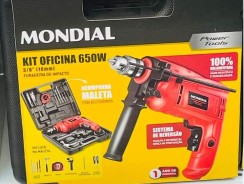 Furadeira de Impacto Mondial 650W 2 Velocidades – 3/8” com Maleta 11 Peças NFFI-07M-.