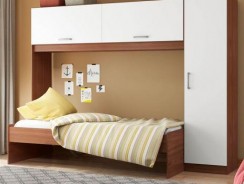 GUARDA ROUPA 3 PORTAS COM MÓDULO AÉREO E CAMA 2650 – MULTIMÓVEIS – CARVALHO