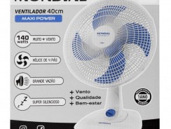 Ventilador de Mesa Mondial Maxi Power V-45-4P-NP Branco/Azul – 40cm