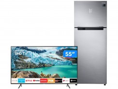 Geladeira/Refrigerador 453L + Smart TV 4K LED 55” – Samsung