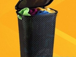 Cesto Rattan Grande C/ Tampa Basculada Preto Arqplast -.