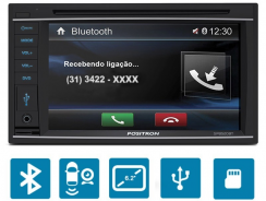 DVD Automotivo Pósitron SP8520BT LCD 6,2” – Touch Bluetooth 180W RMS USB SD Auxiliar Frontal