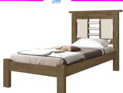 Cama de Solteiro Barreto Lonçarcci Belíssima – Castanho e Off White