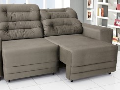 Sofá Retrátil e Reclinável 3 Lugares Suede Metálico Áustria TC30-490 Linoforte Bege