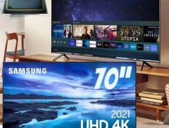 Smart TV 70″ UHD 4K Samsung 70AU7700, Processador Crystal 4K, Tela sem limites, Visual Livre de Cabos, Alexa built in, Controle Único