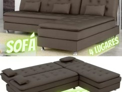 Sofá-Cama Casal 4 Lugares Suede Reclinável – Reclinável Penélope