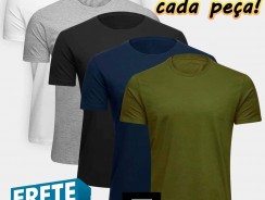 Kit Camiseta Básica c/ 5 peças Volare Masculino – Colorido