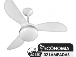 Ventilador de Teto Ventisol Fênix Branco / Silver 3 Pás, Cv3, 02 Lâmpadas Led Inclusas – 127v