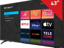 Smart TV LED 43″ Full HD AOC ROKU TV FHD 43S5195/78G, Wi-Fi, 3 HDMI, 1 USB, Wifi, Conversor Digital