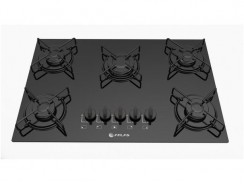 Cooktop 5 Bocas Atlas Preto a Gás GLP – Agile Glass