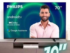 PHILIPS Android TV 70″ 4K 70PUG7406/78, Google Assistant Built-in, Comando de Voz, Dolby Vision/Atmos, VRR/ALLM, Bluetooth 5.0