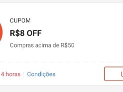 . Cupom Shopee: R$ 8 em Compras a partir R$ 50