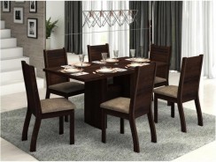 Conjunto de Mesa 6 Cadeiras Estofadas – Viero Móveis Dark