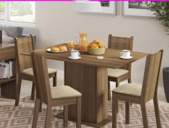 Conjunto Sala de Jantar Lexy Madesa Mesa Tampo de Madeira com 4 Cadeiras