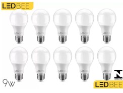 Lâmpada Bulbo Led 9w Branco Kit c/10 unidades 6500k Bivolt 110/220v LEDBee