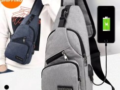 Bolsa de ombro masculina anti-roubo de ombro com entrada para carregador usb mensageiro Jorge – Cor Aleatória