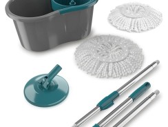 MOP Esfregão Limpeza Giratório 360° Inox Com Centrifuga 2 Refil de Microfibra