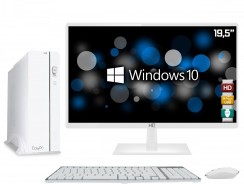 Computador EasyPC Slim White Intel Core i3 4GB HD 1TB Monitor LED 19.5″ HQ HDMI Branco Windows 10