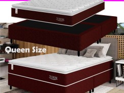 -Cama Box Queen (Box + Colchão) Plumatex de Mola – Ensacada 53cm de Altura Turim —