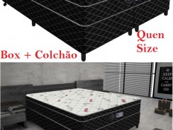 Cama Box Queen Size (Box + Colchão) Plumatex Mola – 61cm de Altura Nero