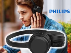 Headphone Philips bluetooth on-ear com microfone e energia para 15 horas na cor preto TAH1108BK/55