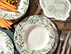 Aparelho de Jantar e Chá 20 Peças Tramontina – Porcelana Verde Redondo Oliva .-