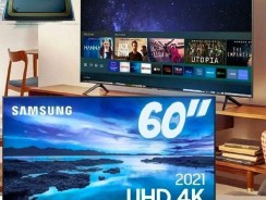 Smart TV 60″ UHD 4K Samsung 60AU7700 Processador Crystal 4K Tela sem Limites Visual Livre de Cabos Alexa Built in Controle Único