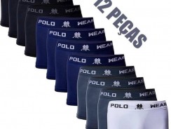 Kit Cueca Boxer Polo Wear C/ 12 Peças