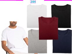 -Kit 5 Camisetas Masculinas Basica Gola Redonda 100% Algodão – Luau Brasil–