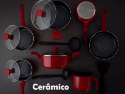 Conjunto Panelas Indução Cerâmico Pratic Cook Red 10 Pç Mimo