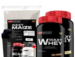 KIT 2x Whey Protein Waxy Whey 900g + BCAA 4,5 100g + POWER Creatina 100g + Waxy Maize 800g + Coqueteleira – Bodybuilders